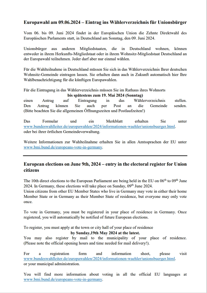 Text Veröffentlichung Homepage Antrag EU-Bürger © Samtgemeinde Sottrum